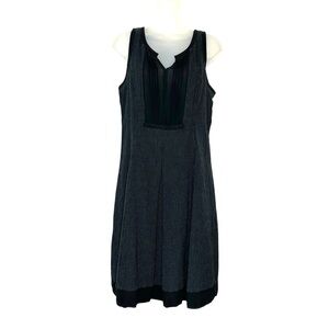 NOA NOA Size M Black Pinstripe Wool Cotton‎ Silk Detail Sleeveless A-Line Dress.